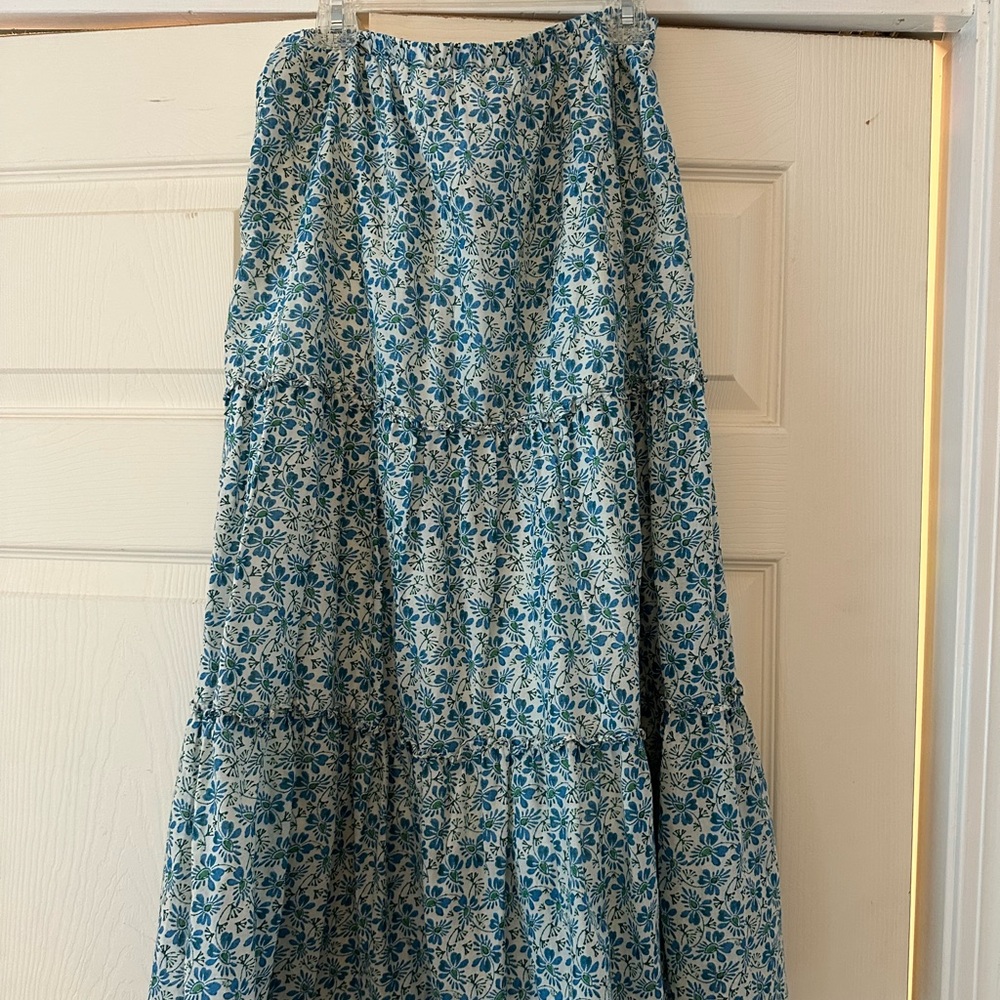 Max Studio Blue Floral A-Line Skirt